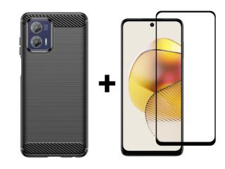 9D SKLO + PUZDRO 2v1 pre Motorola Moto G73 5G - CARBON čierne