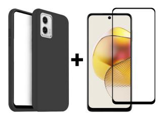 9D SKLO + PUZDRO 2v1 pre Motorola Moto G73 5G - Silikónové čierne