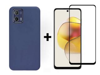 9D SKLO + PUZDRO 2v1 pre Motorola Moto G73 5G - Silikónové modré