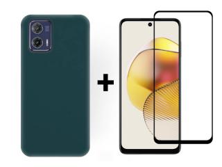 9D SKLO + PUZDRO 2v1 pre Motorola Moto G73 5G - Silikónové zelené