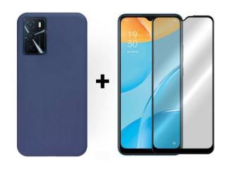 9D SKLO + PUZDRO 2v1 pre Oppo A16 / A16s / A54s - Silikónové modré