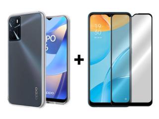 9D SKLO + PUZDRO 2v1 pre Oppo A16 / A16s / A54s - Silikónové priesvitné