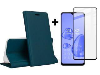 9D SKLO + PUZDRO 2v1 pre Oppo A17 - Knižkové MAGNETIC zelené