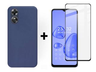 9D SKLO + PUZDRO 2v1 pre Oppo A17 - Silikónové modré