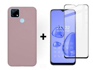 9D SKLO + PUZDRO 2v1 pre Realme 7i - silikónové powder ružové