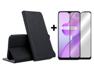 9D SKLO + PUZDRO 2v1 pre Realme C31 - Knižkové Smart MAGNET čierne