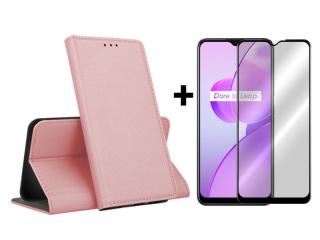 9D SKLO + PUZDRO 2v1 pre Realme C31 - Knižkové Smart MAGNET ružové