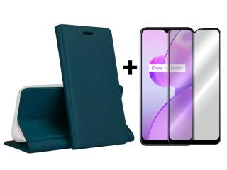 9D SKLO + PUZDRO 2v1 pre Realme C31 - Knižkové Smart MAGNET zelené