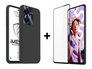 9D SKLO + PUZDRO 2v1 pre Realme C55 - Silikónové čierne