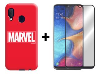 9D SKLO + PUZDRO 2v1 pre SAMSUNG GALAXY A20e - MARVEL červené