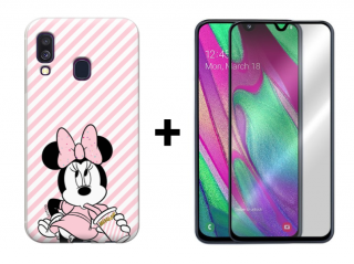 9D SKLO + PUZDRO 2v1 pre Samsung Galaxy A40 - Minnie