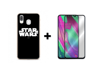 9D SKLO + PÚZDRO 2v1 pre Samsung Galaxy A40 Star Wars