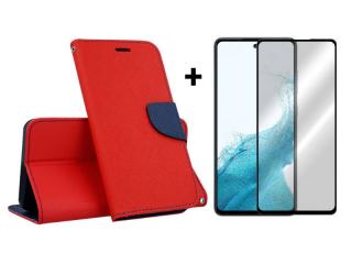 9D SKLO + PUZDRO 2v1 pre Samsung Galaxy A54 5G - Knižkové FANCY červené (Tento produkt je vhodný pre Samsung Galaxy A54 5G)