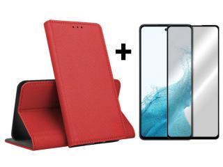 9D SKLO + PUZDRO 2v1 pre Samsung Galaxy A54 5G - Knižkové MAGNET červené (Tento produkt je vhodný pre Samsung Galaxy A54 5G)