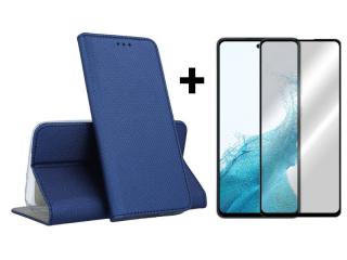9D SKLO + PUZDRO 2v1 pre Samsung Galaxy A54 5G - Knižkové MAGNET modré (Tento produkt je vhodný pre Samsung Galaxy A54 5G)