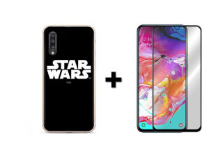 9D SKLO + PÚZDRO 2v1 pre Samsung Galaxy A70 Star Wars