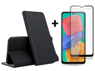 9D SKLO + PUZDRO 2v1 pre Samsung Galaxy M33 5G - Knižkové MAGNET čierne