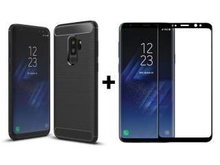 9D SKLO + PUZDRO 2v1 pre Samsung Galaxy S9 Plus - CARBON čierne