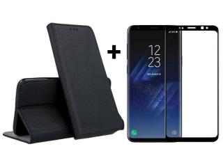 9D SKLO + PUZDRO 2v1 pre Samsung Galaxy S9 Plus - Knižkové MAGNET čierne