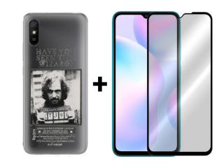 9D SKLO + PUZDRO 2v1 pre Xiaomi Redmi 9A - Silikónové priesvitné HARRY POTTER031