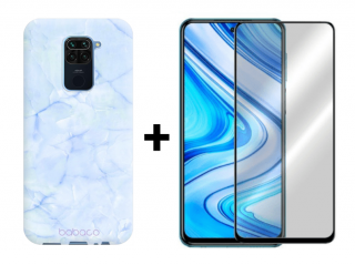 9D SKLO + PUZDRO 2v1 pre Xiaomi Redmi Note 9 - Abstract 029