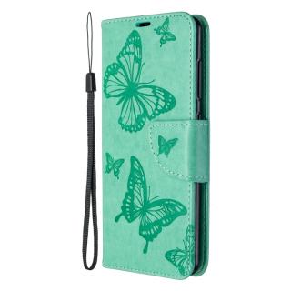 Knižkové puzdro pre Samsung Galaxy A41 - BUTTERFLY zelené (Puzdro pre Samsung Galaxy A41)