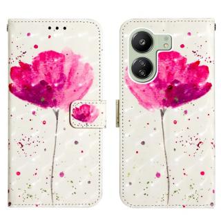 Knižkové puzdro pre Xiaomi Redmi 13C - INK FLOWER (Peňaženkové puzdro pre Xiaomi Redmi 13C)