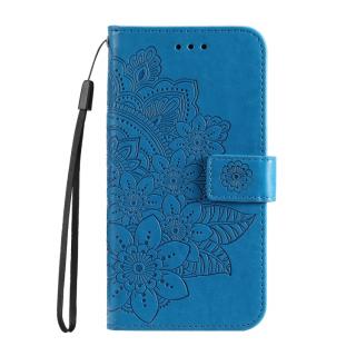Knižkové puzdro pre Xiaomi Redmi Note 12S - Knižkové FLOWERS modré (Puzdro pre Xiaomi Redmi Note 12S)