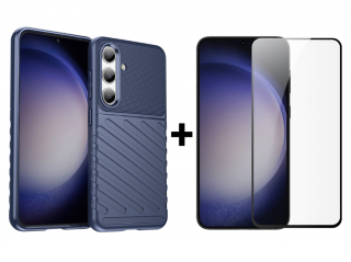 SKLO + KRYT 2v1 pre Samsung Galaxy S24 5G - THUNDER modrý (Zadný kryt a sklo pre Samsung Galaxy S24 5G)