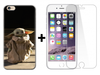 SKLO + PUZDRO 2v1 pre Apple iPhone 6 Plus, 6S Plus - BABY YODA