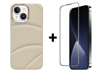 SKLO + PUZDRO 2v1 pre iPhone 15 Plus - JACKET biele (Zadný ochranný kryt a sklo pre iPhone 15 Plus)