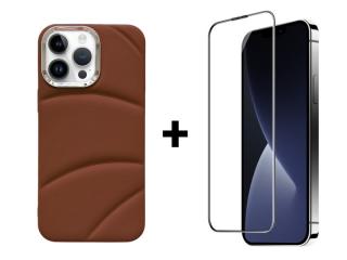 SKLO + PUZDRO 2v1 pre iPhone 15 Pro - JACKET hnedé (Zadný ochranný kryt a sklo pre iPhone 15 Pro)