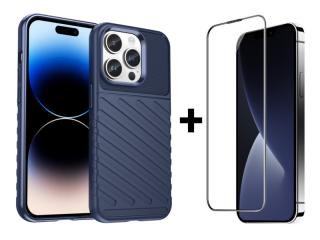 SKLO + PUZDRO 2v1 pre iPhone 15 Pro - THUNDER modré (Zadný ochranný kryt a sklo pre iPhone 15 Pro)