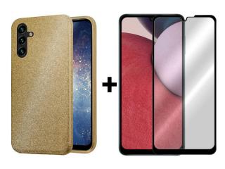 SKLO + PUZDRO 2v1 pre Samsung Galaxy A14 4G / A14 5G - Glitter zlaté