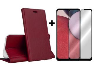 SKLO + PUZDRO 2v1 pre Samsung Galaxy A14 4G / A14 5G - Knižkové MAGNETIC bordové