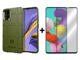 SKLO + PUZDRO 2v1 pre Samsung Galaxy A51 - Tvrdený kryt COVERAGE zelený (Puzdro a sklo pre Samsung Galaxy A51)