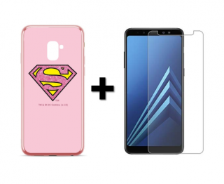 SKLO + PÚZDRO 2v1 pre SAMSUNG GALAXY A8 Plus 2018 DC Superman ružové