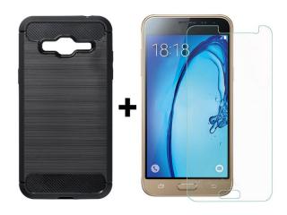 SKLO + PUZDRO 2v1 pre SAMSUNG GALAXY J3 2016 - CARBON čierne