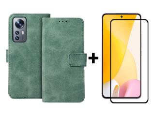 SKLO + PUZDRO 2v1 pre Xiaomi 12 Lite - Knižkové Solid zelené