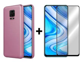 SKLO + PÚZDRO 2v1 pre Xiaomi Note 9 Pro / Note 9s - silikónové Metallic ružové