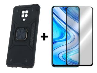 SKLO + PÚZDRO 2v1 pre Xiaomi Note 9 Pro / Note 9s - Tvrdené Square čierne