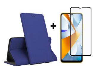 SKLO + PUZDRO 2v1 pre Xiaomi Poco C40 - Knižkové Magnet modré