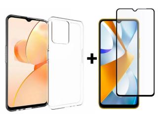 SKLO + PUZDRO 2v1 pre Xiaomi Poco C40 - Silikónové priesvitné