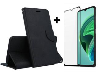 SKLO + PUZDRO 2v1 pre Xiaomi Redmi 10 5G - Knižkové FANCY čierne