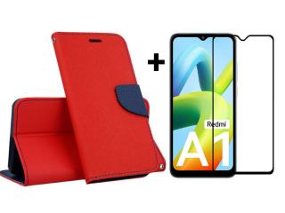 SKLO + PUZDRO 2v1 pre Xiaomi Redmi A1 / Redmi A2 - Knižkové FANCY červené