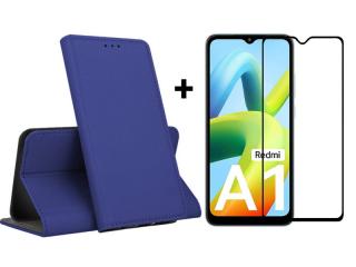 SKLO + PUZDRO 2v1 pre Xiaomi Redmi A1 / Redmi A2 - Knižkové MAGNET modré