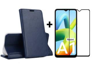 SKLO + PUZDRO 2v1 pre Xiaomi Redmi A1 / Redmi A2 - Knižkové MAGNETIC modré