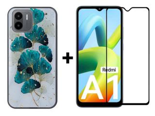 SKLO + PUZDRO 2v1 pre Xiaomi Redmi A1 / Redmi A2 - Silikónové Leaves