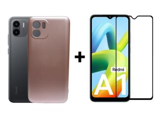 SKLO + PUZDRO 2v1 pre Xiaomi Redmi A1 / Redmi A2 - Silikónové metallic ružové