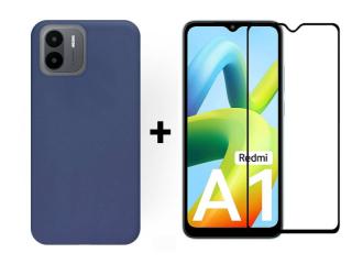 SKLO + PUZDRO 2v1 pre Xiaomi Redmi A1 / Redmi A2 - Silikónové modré